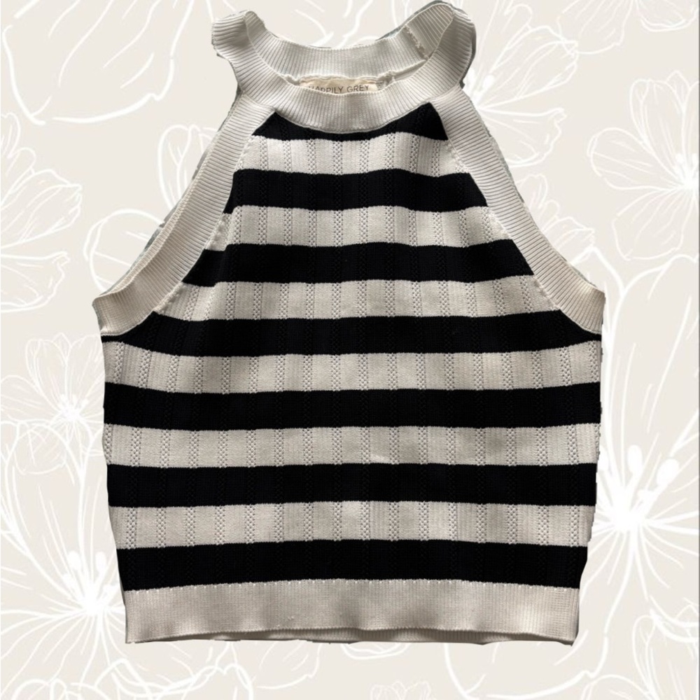Chic Striped Black and White Knit Top